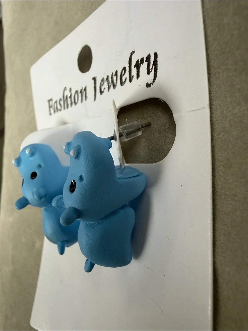 Fashion Jewelry Light Blue Hippo Dangle Earrings